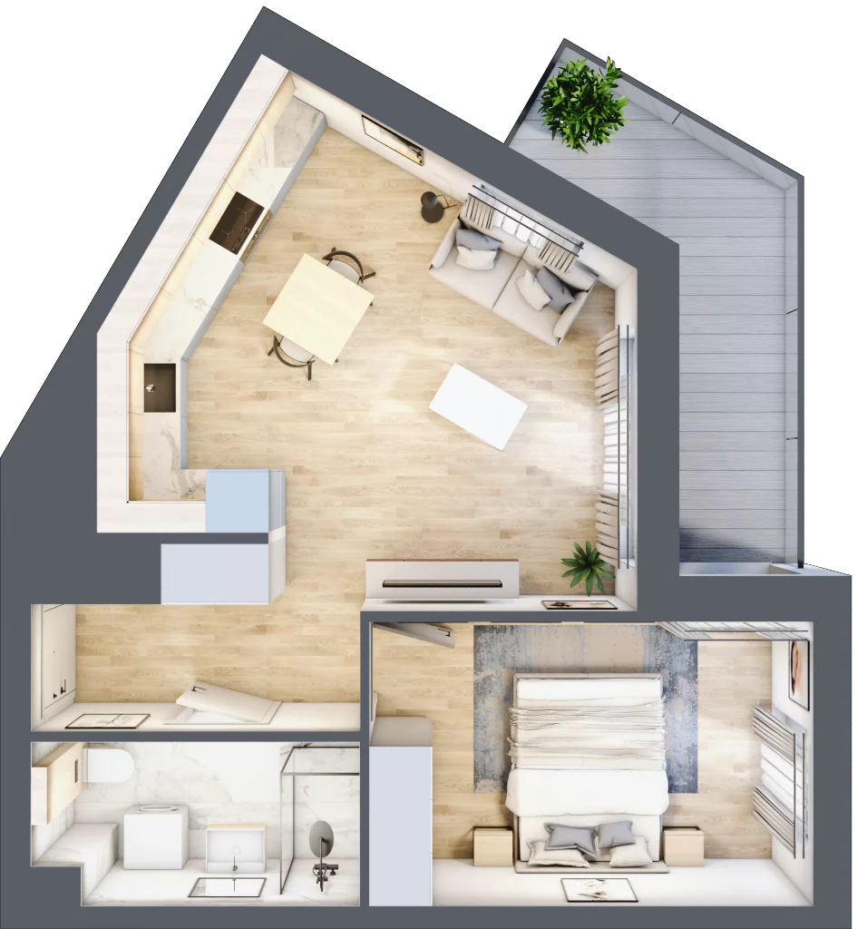 2 pokoje, mieszkanie 40,86 m², piętro 1, oferta nr 36.C.1.11, Nowa Dąbrowa, Gdynia, Dąbrowa, ul. Rdestowa