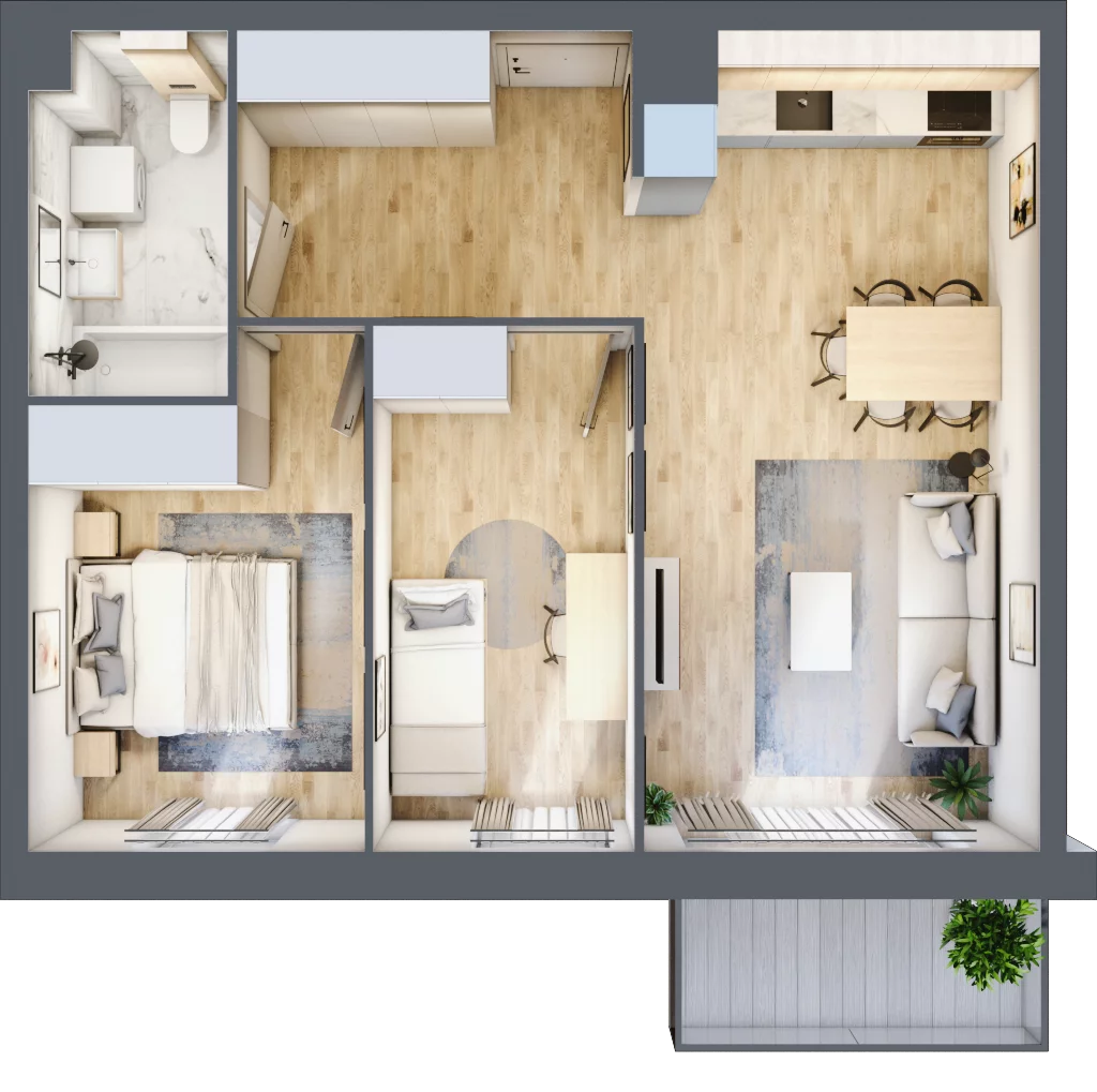 3 pokoje, mieszkanie 55,25 m², piętro 4, oferta nr 36.C.4.5, Nowa Dąbrowa, Gdynia, Dąbrowa, ul. Rdestowa