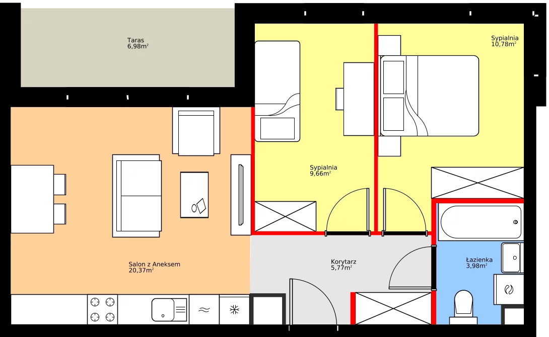 Zalety mieszkania 50.56 m², 36.C.1.10