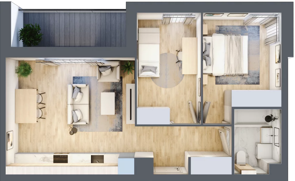 3 pokoje, mieszkanie 50,56 m², piętro 1, oferta nr 36.C.1.10, Nowa Dąbrowa, Gdynia, Dąbrowa, ul. Rdestowa
