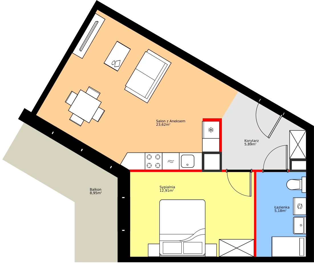 Zalety mieszkania 47.6 m², 36.C.4.8