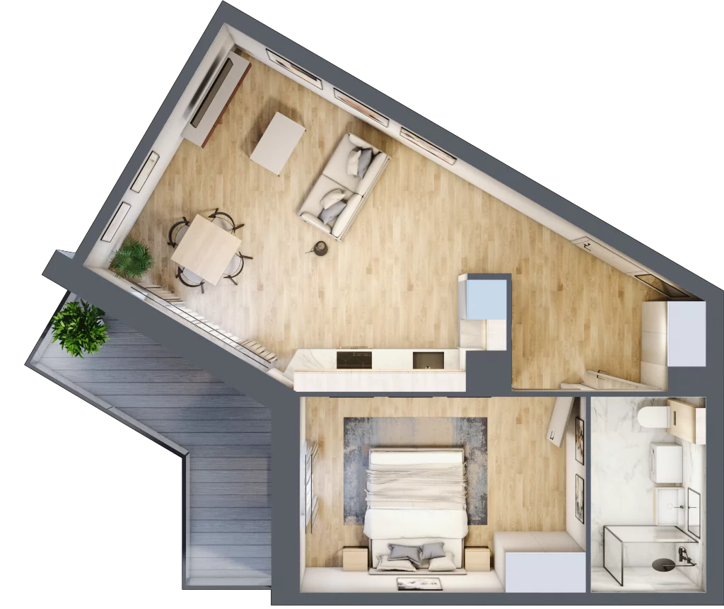 2 pokoje, mieszkanie 47,60 m², piętro 4, oferta nr 36.C.4.8, Nowa Dąbrowa, Gdynia, Dąbrowa, ul. Rdestowa