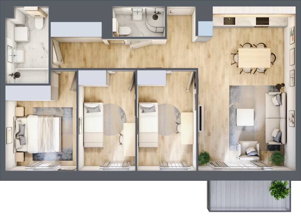 4 pokoje, mieszkanie 75,88 m², piętro 2, oferta nr 36.D.2.12, Nowa Dąbrowa, Gdynia, Dąbrowa, ul. Rdestowa