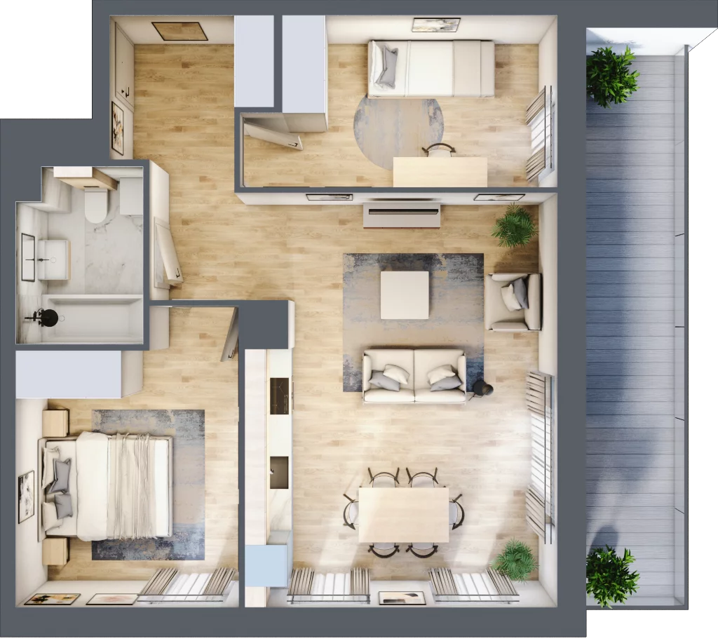 3 pokoje, mieszkanie 61,10 m², piętro 2, oferta nr 36.D.2.11, Nowa Dąbrowa, Gdynia, Dąbrowa, ul. Rdestowa