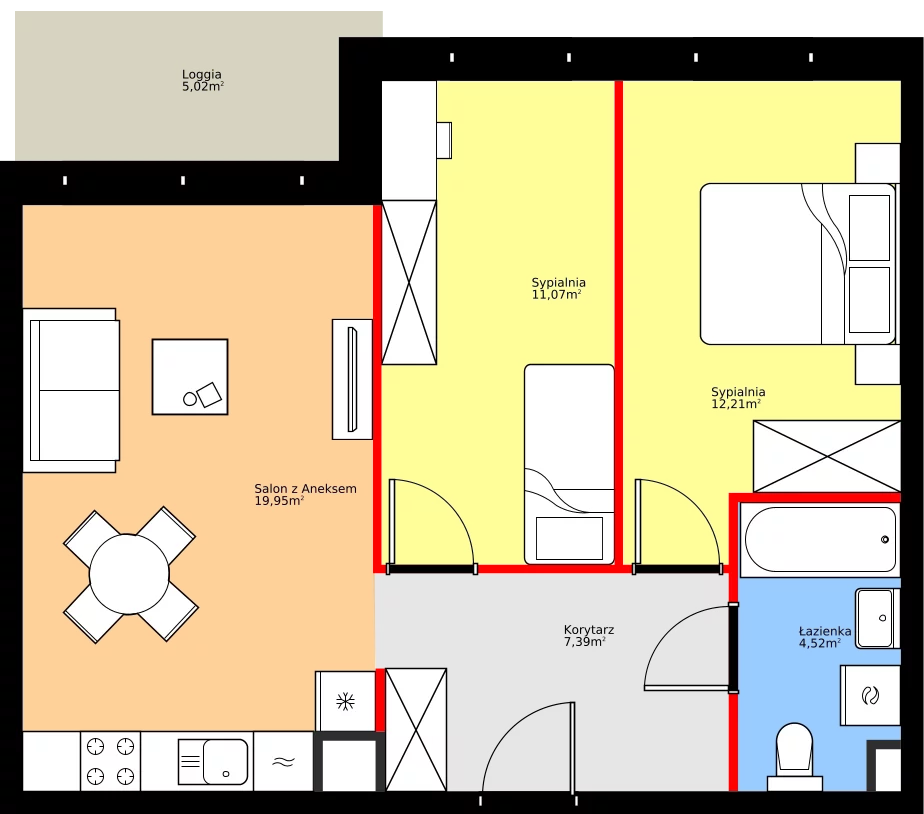 Zalety mieszkania 55.14 m², 36.D.2.6