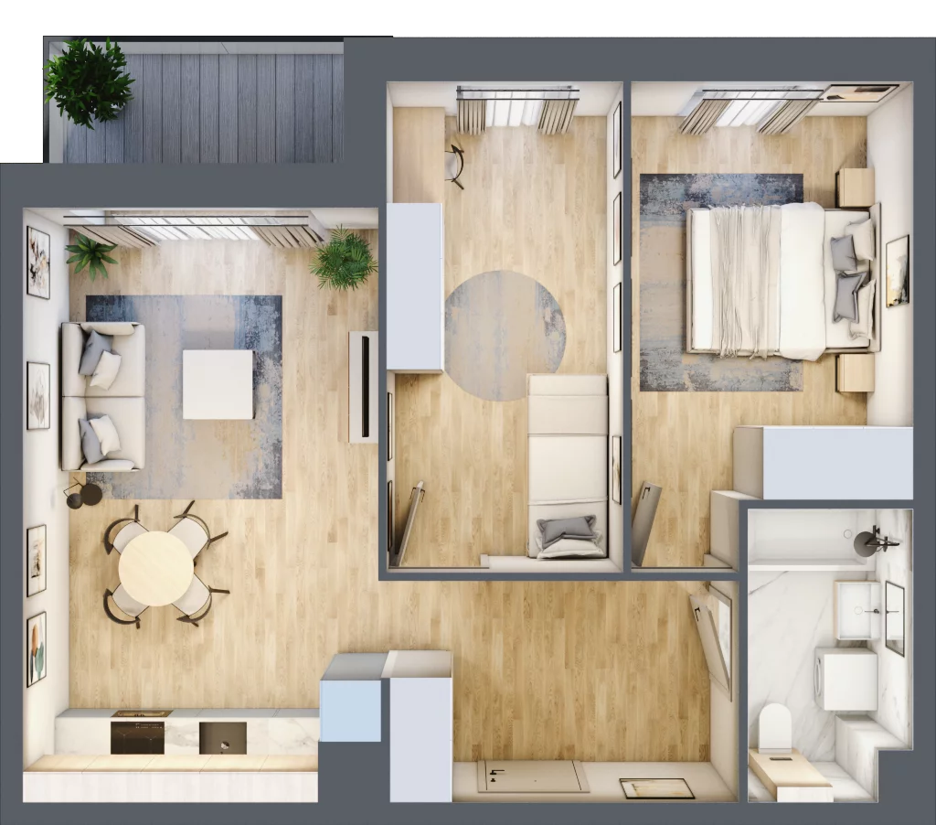 3 pokoje, mieszkanie 55,14 m², piętro 2, oferta nr 36.D.2.6, Nowa Dąbrowa, Gdynia, Dąbrowa, ul. Rdestowa