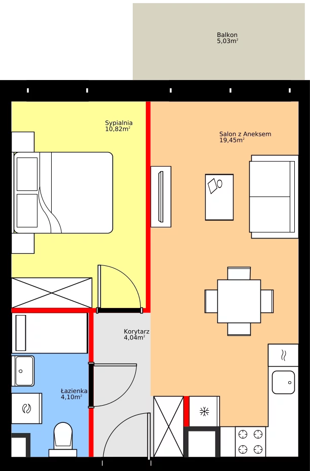 Zalety mieszkania 38.41 m², 36.D.5.7