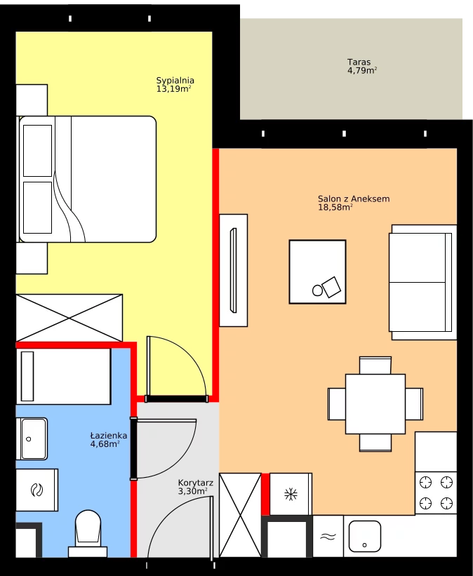 Zalety mieszkania 39.75 m², 36.D.1.5