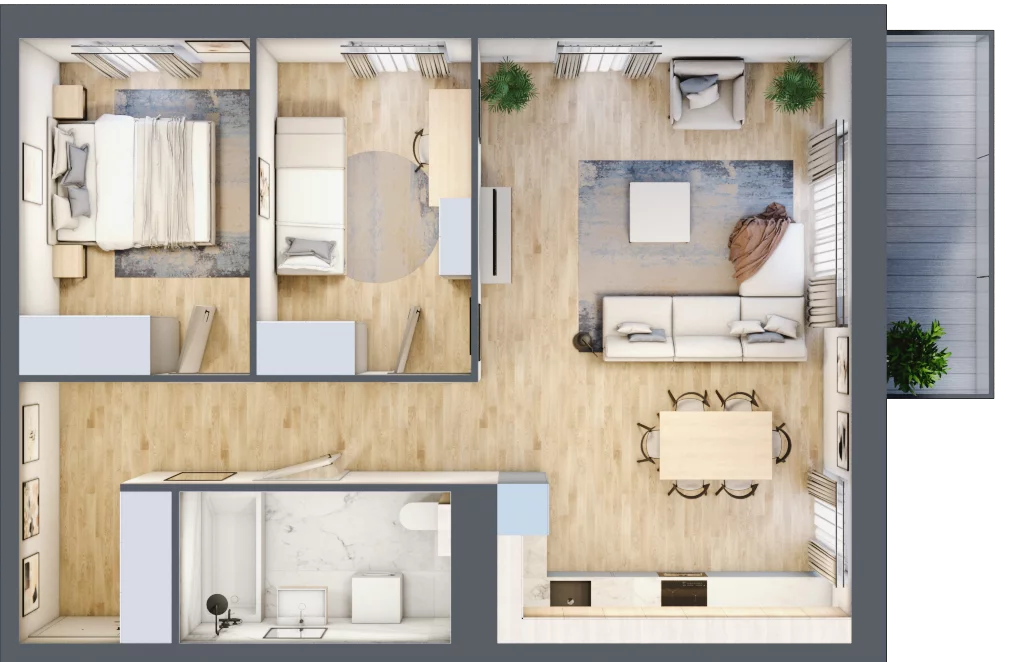 3 pokoje, mieszkanie 65,77 m², piętro 2, oferta nr 36.D.2.10, Nowa Dąbrowa, Gdynia, Dąbrowa, ul. Rdestowa