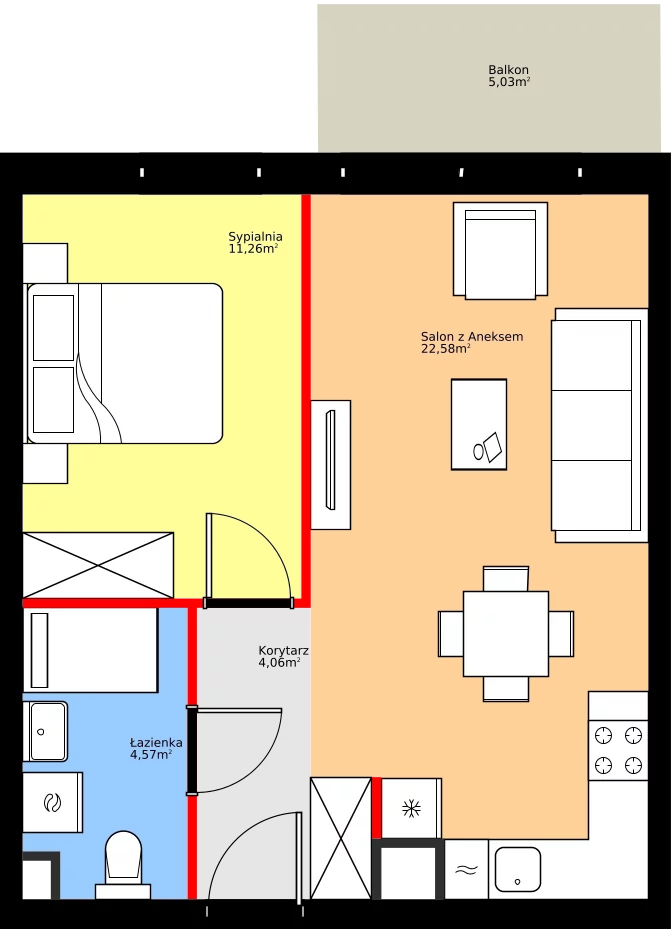 Zalety mieszkania 42.47 m², 36.D.4.9