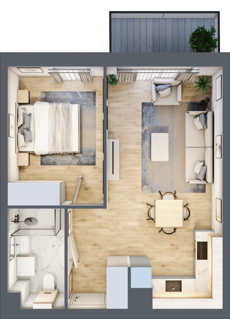 2 pokoje, mieszkanie 42,47 m², piętro 4, oferta nr 36.D.4.9, Nowa Dąbrowa, Gdynia, Dąbrowa, ul. Rdestowa
