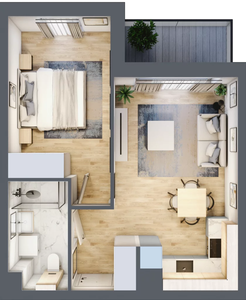 2 pokoje, mieszkanie 39,75 m², piętro 5, oferta nr 36.D.5.5, Nowa Dąbrowa, Gdynia, Dąbrowa, ul. Rdestowa
