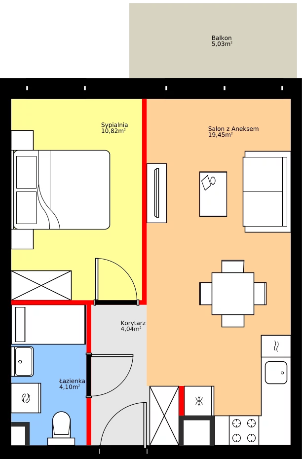 Zalety mieszkania 38.41 m², 36.D.1.7