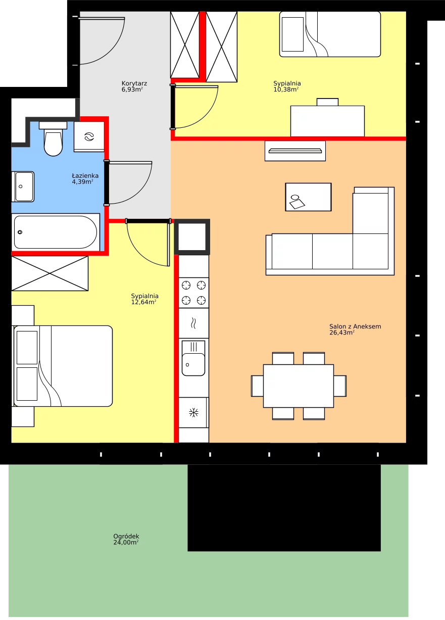 Zalety mieszkania 60.77 m², 36.D.0.7