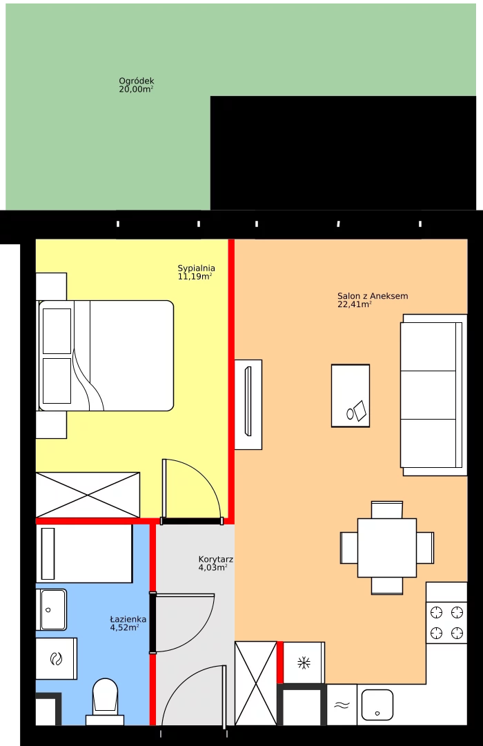Zalety mieszkania 42.15 m², 36.D.0.5