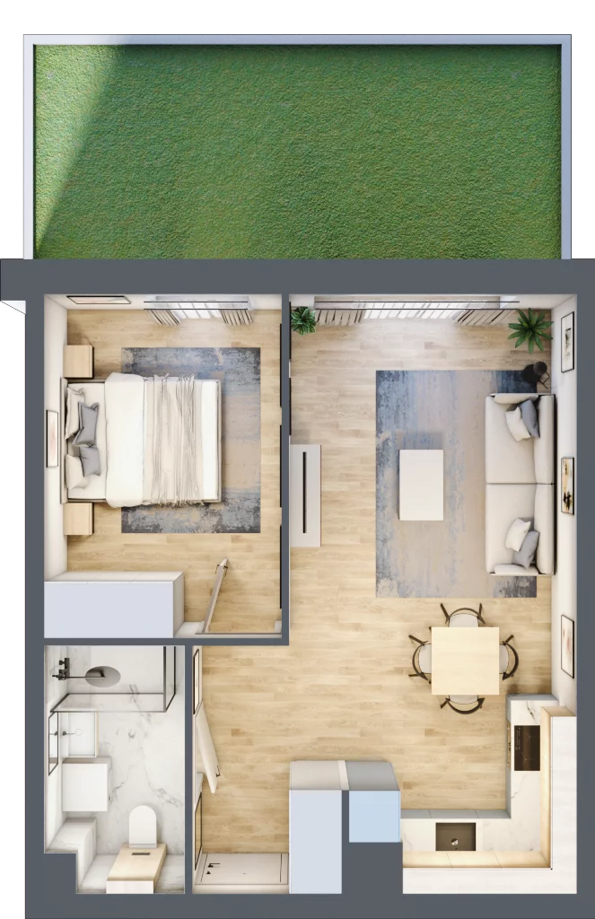 2 pokoje, mieszkanie 42,15 m², parter, oferta nr 36.D.0.5, Nowa Dąbrowa, Gdynia, Dąbrowa, ul. Rdestowa