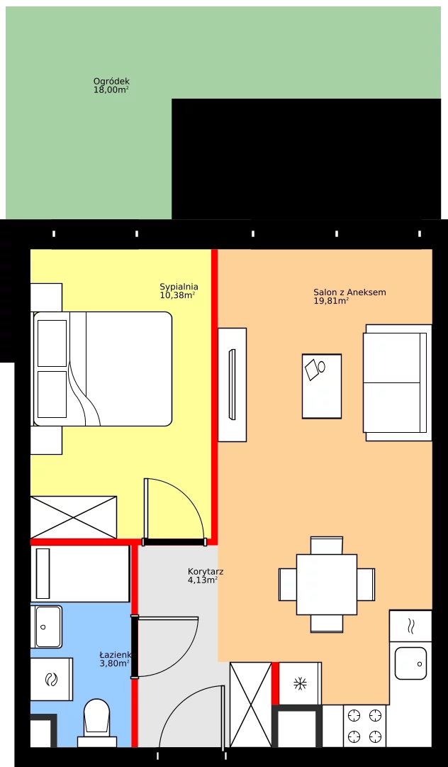 Zalety mieszkania 38.12 m², 36.D.0.3