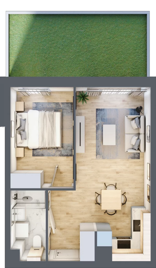 2 pokoje, mieszkanie 38,12 m², parter, oferta nr 36.D.0.3, Nowa Dąbrowa, Gdynia, Dąbrowa, ul. Rdestowa