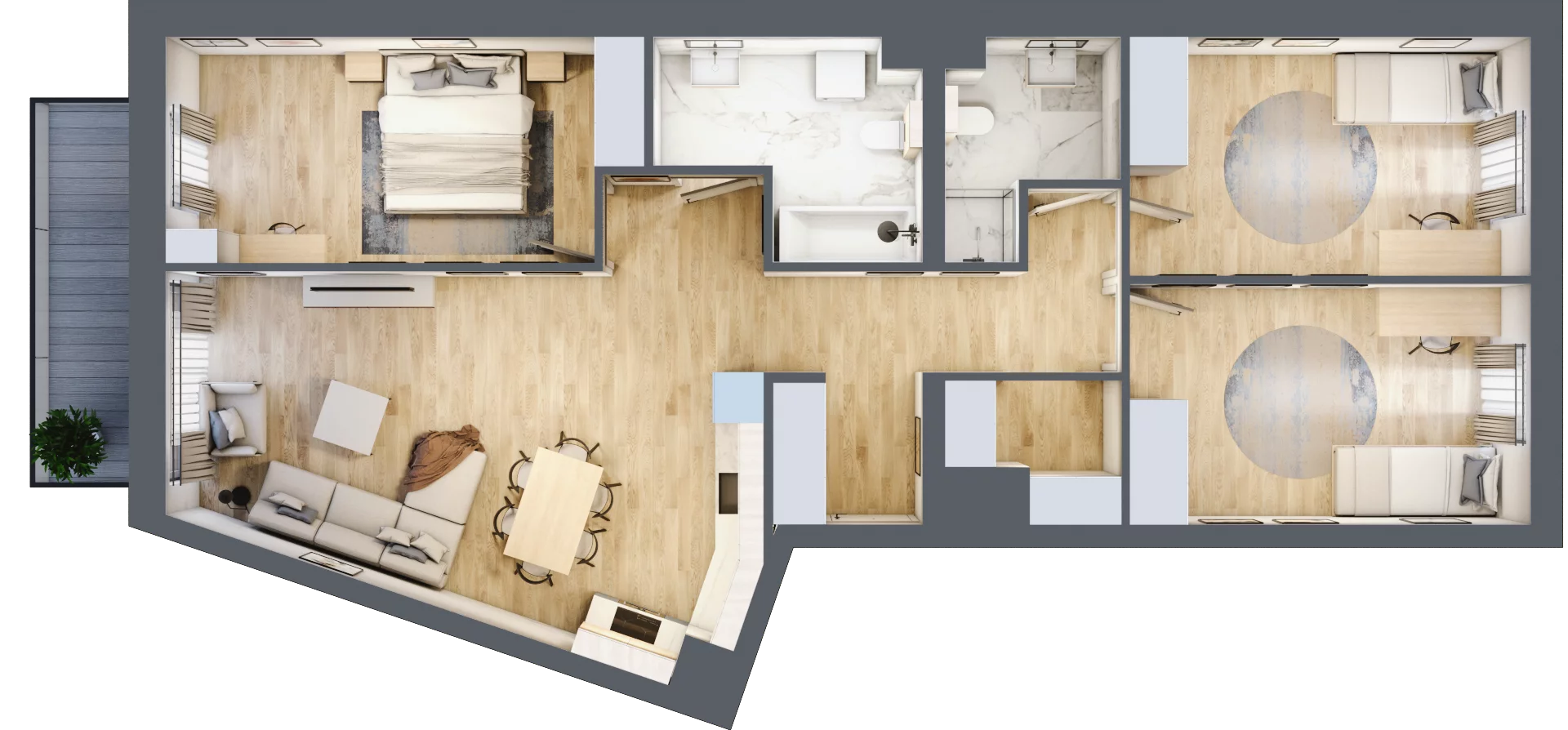 4 pokoje, mieszkanie 95,08 m², piętro 1, oferta nr 36.D.1.3, Nowa Dąbrowa, Gdynia, Dąbrowa, ul. Rdestowa