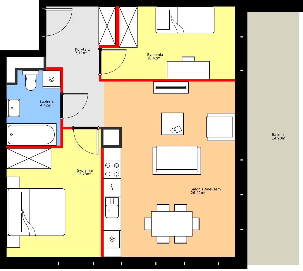 Zalety mieszkania 61.1 m², 36.D.4.11