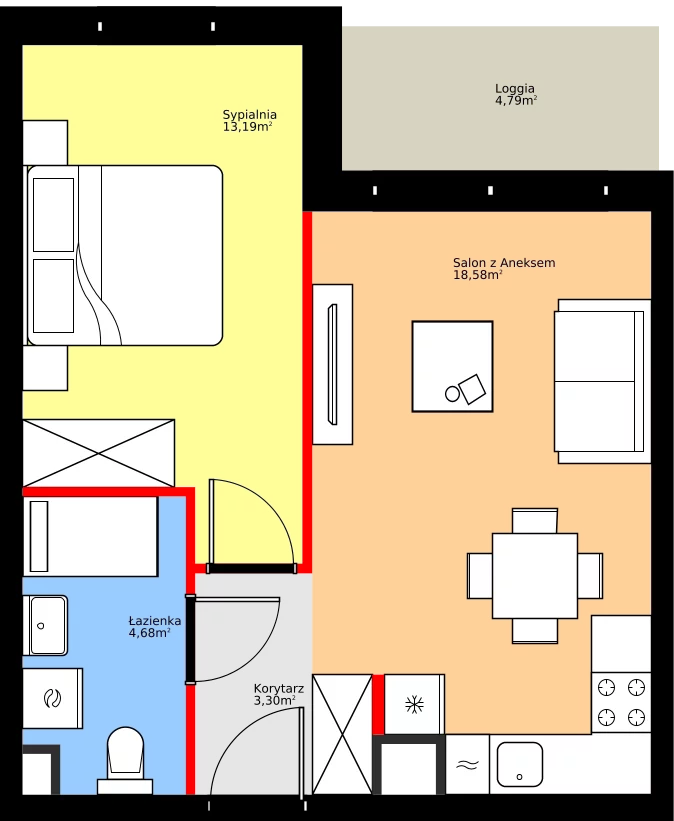 Zalety mieszkania 39.75 m², 36.D.4.5