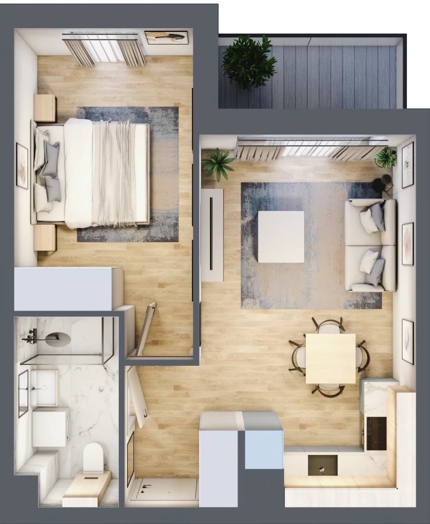 2 pokoje, mieszkanie 39,75 m², piętro 4, oferta nr 36.D.4.5, Nowa Dąbrowa, Gdynia, Dąbrowa, ul. Rdestowa
