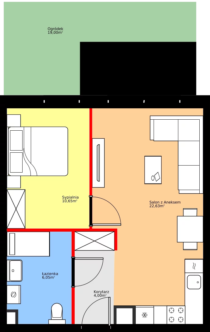 Zalety mieszkania 43.33 m², 36.D.0.4