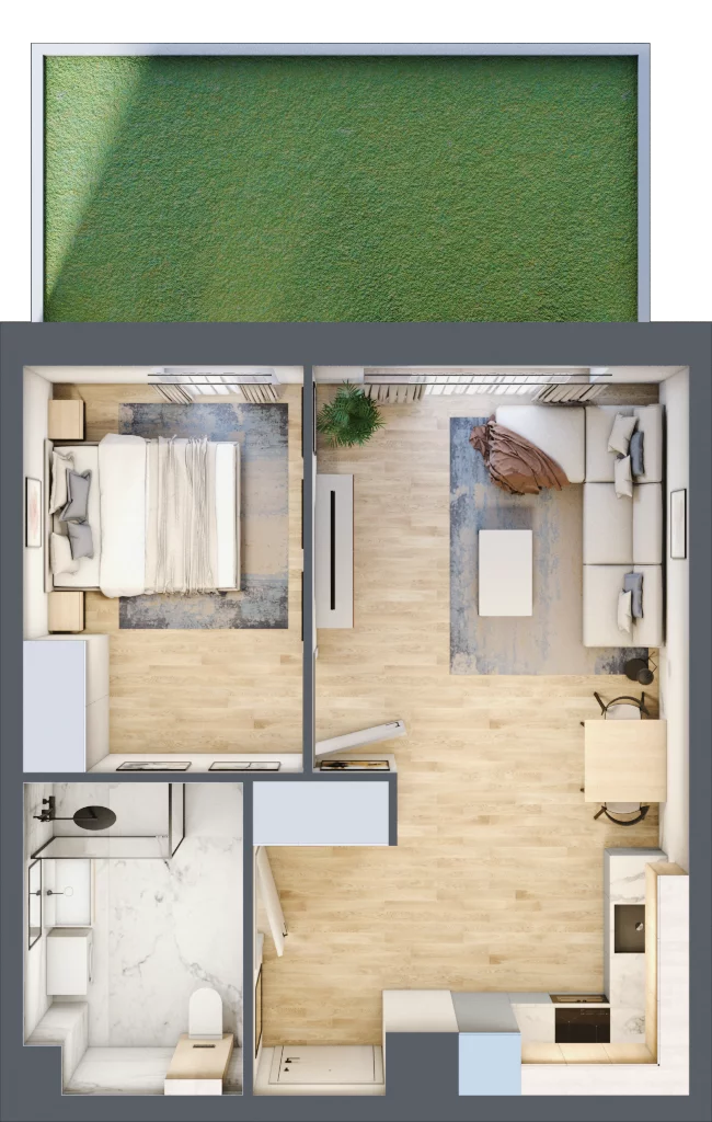 2 pokoje, mieszkanie 43,33 m², parter, oferta nr 36.D.0.4, Nowa Dąbrowa, Gdynia, Dąbrowa, ul. Rdestowa