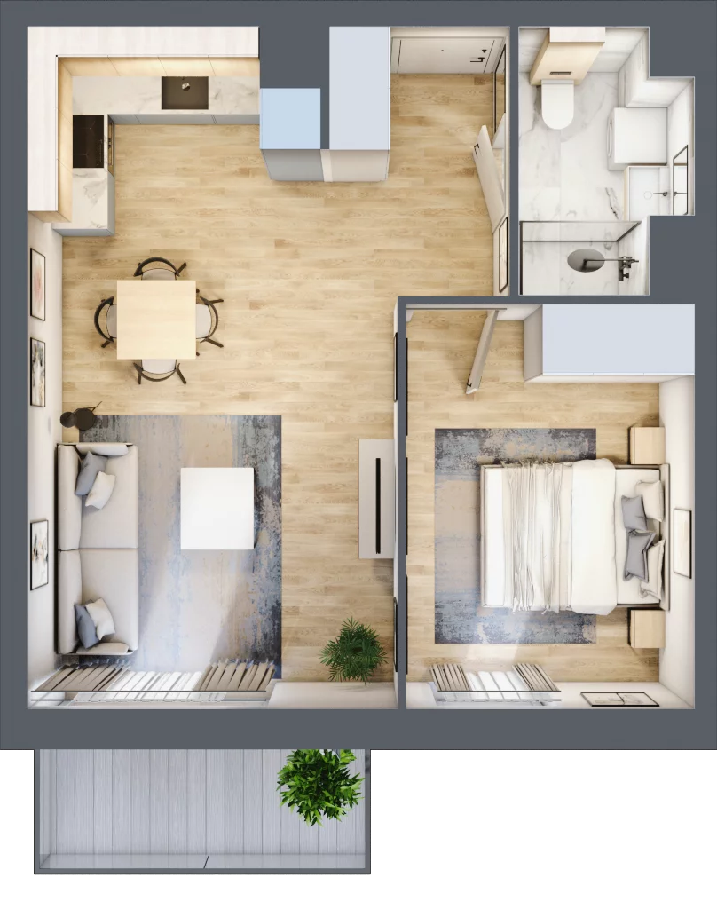 2 pokoje, mieszkanie 43,09 m², piętro 4, oferta nr 36.D.4.13, Nowa Dąbrowa, Gdynia, Dąbrowa, ul. Rdestowa