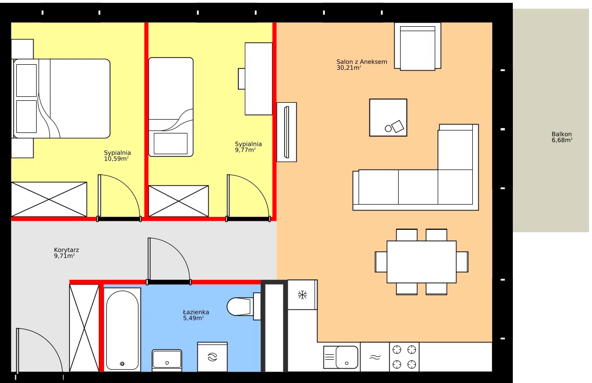 Zalety mieszkania 65.77 m², 36.D.5.10