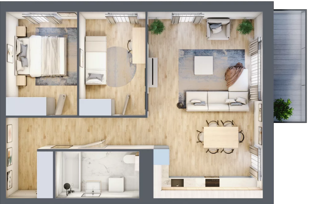 3 pokoje, mieszkanie 65,77 m², piętro 5, oferta nr 36.D.5.10, Nowa Dąbrowa, Gdynia, Dąbrowa, ul. Rdestowa