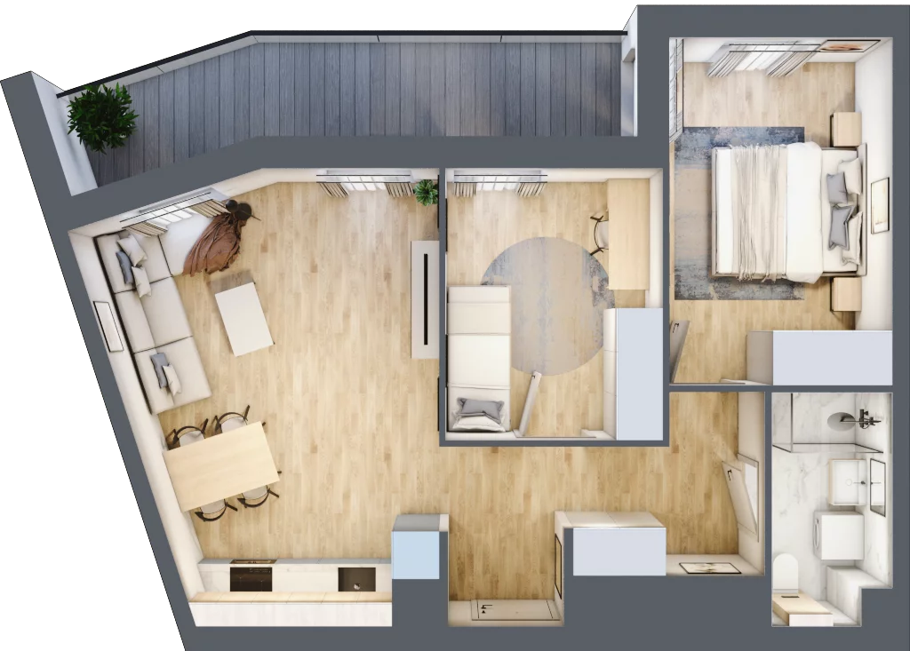3 pokoje, mieszkanie 56,77 m², piętro 1, oferta nr 36.D.1.4, Nowa Dąbrowa, Gdynia, Dąbrowa, ul. Rdestowa