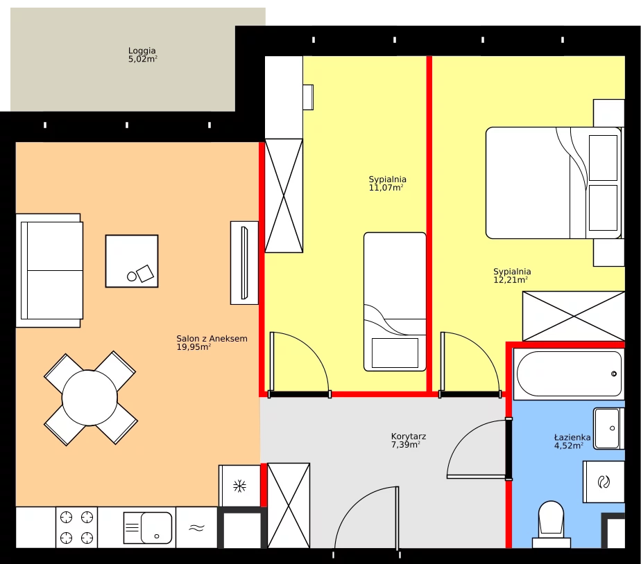 Zalety mieszkania 55.14 m², 36.D.4.6