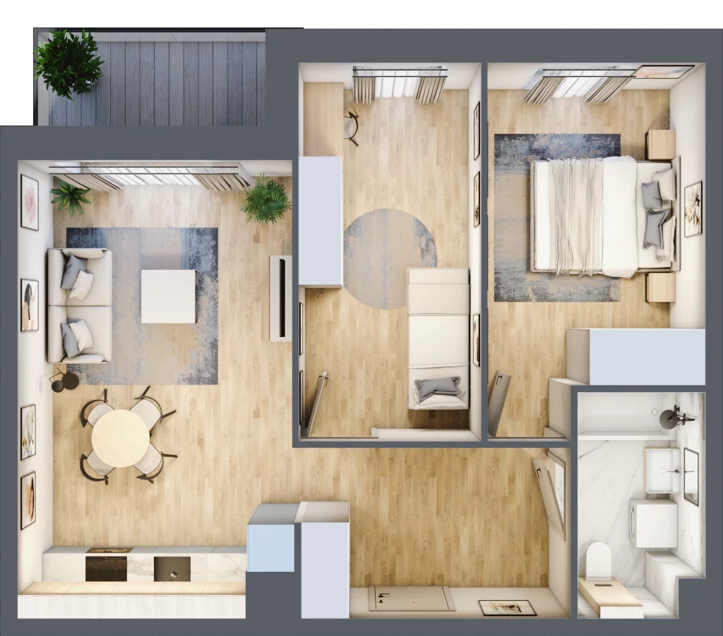 3 pokoje, mieszkanie 55,14 m², piętro 4, oferta nr 36.D.4.6, Nowa Dąbrowa, Gdynia, Dąbrowa, ul. Rdestowa