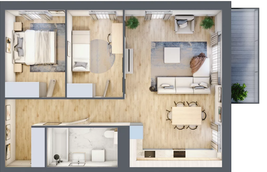 3 pokoje, mieszkanie 65,77 m², piętro 1, oferta nr 36.D.1.10, Nowa Dąbrowa, Gdynia, Dąbrowa, ul. Rdestowa