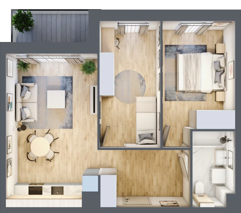 3 pokoje, mieszkanie 55,14 m², piętro 3, oferta nr 36.D.3.6, Nowa Dąbrowa, Gdynia, Dąbrowa, ul. Rdestowa