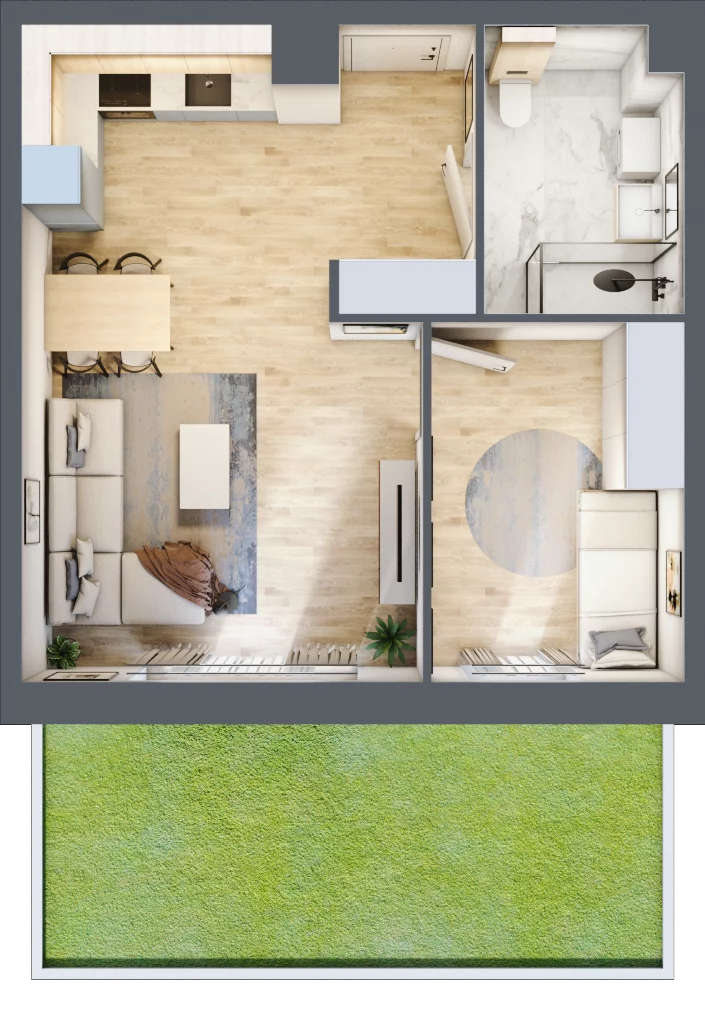 2 pokoje, mieszkanie 44,33 m², parter, oferta nr 36.D.0.1, Nowa Dąbrowa, Gdynia, Dąbrowa, ul. Rdestowa