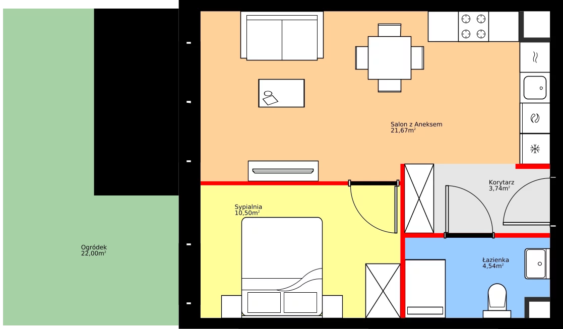 Zalety mieszkania 40.45 m², 36.E.0.2