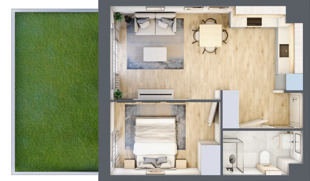 2 pokoje, mieszkanie 40,45 m², parter, oferta nr 36.E.0.2, Nowa Dąbrowa, Gdynia, Dąbrowa, ul. Rdestowa