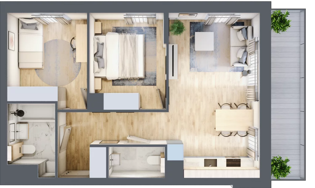 3 pokoje, mieszkanie 53,90 m², piętro 3, oferta nr 36.E.3.9, Nowa Dąbrowa, Gdynia, Dąbrowa, ul. Rdestowa