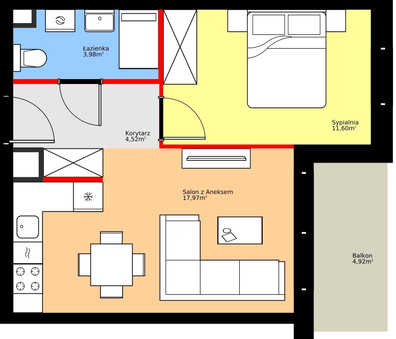 Zalety mieszkania 38.07 m², 36.E.4.2