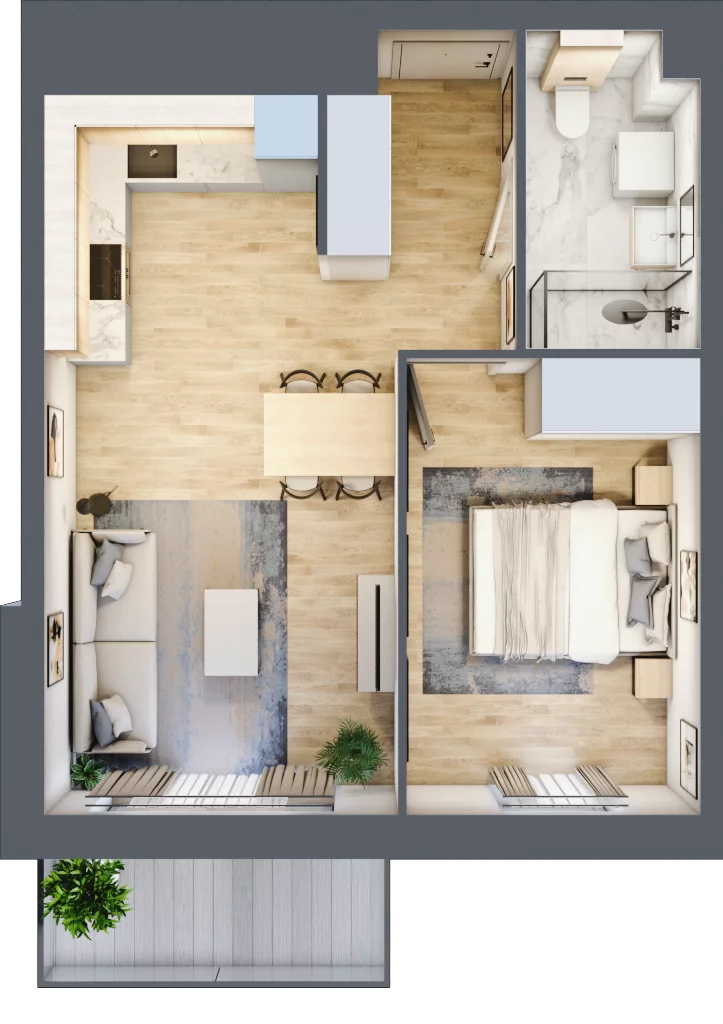 2 pokoje, mieszkanie 43,34 m², piętro 3, oferta nr 36.E.3.11, Nowa Dąbrowa, Gdynia, Dąbrowa, ul. Rdestowa