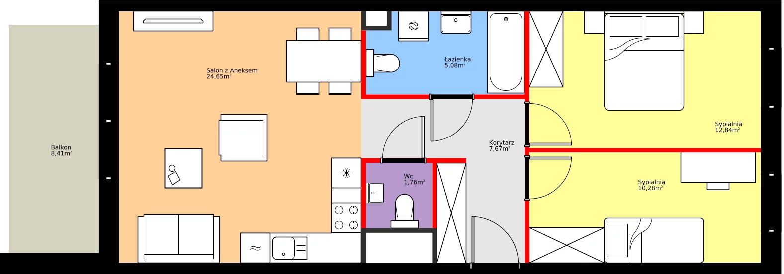 Zalety mieszkania 62.28 m², 36.E.1.10