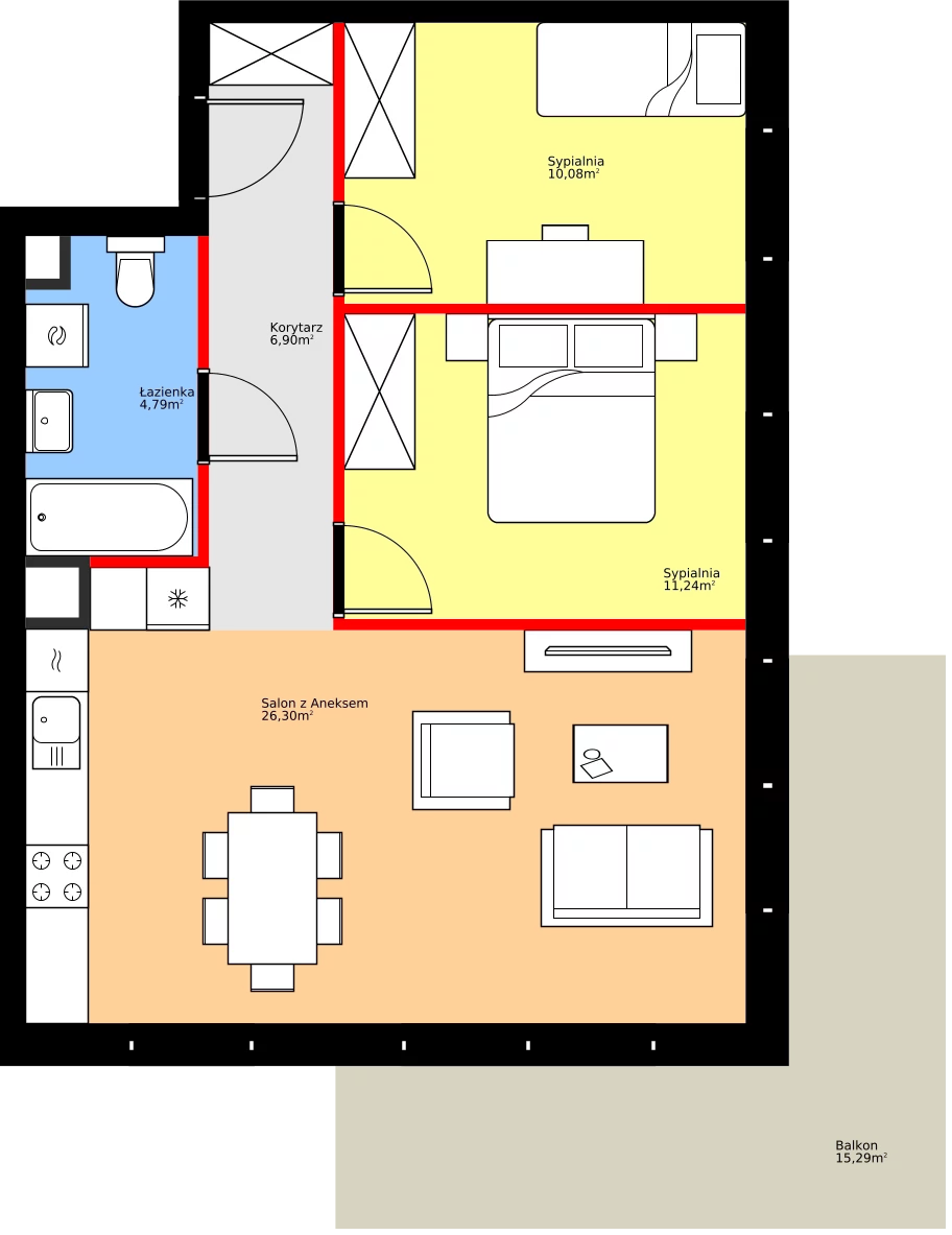 Zalety mieszkania 59.31 m², 36.E.2.10