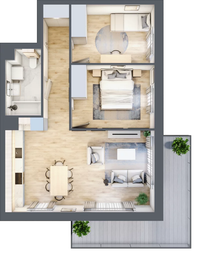 3 pokoje, mieszkanie 59,31 m², piętro 2, oferta nr 36.E.2.10, Nowa Dąbrowa, Gdynia, Dąbrowa, ul. Rdestowa