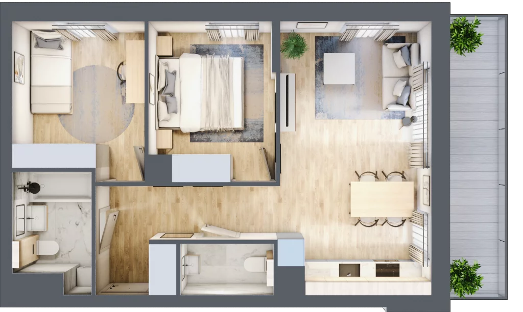 3 pokoje, mieszkanie 53,90 m², piętro 2, oferta nr 36.E.2.9, Nowa Dąbrowa, Gdynia, Dąbrowa, ul. Rdestowa