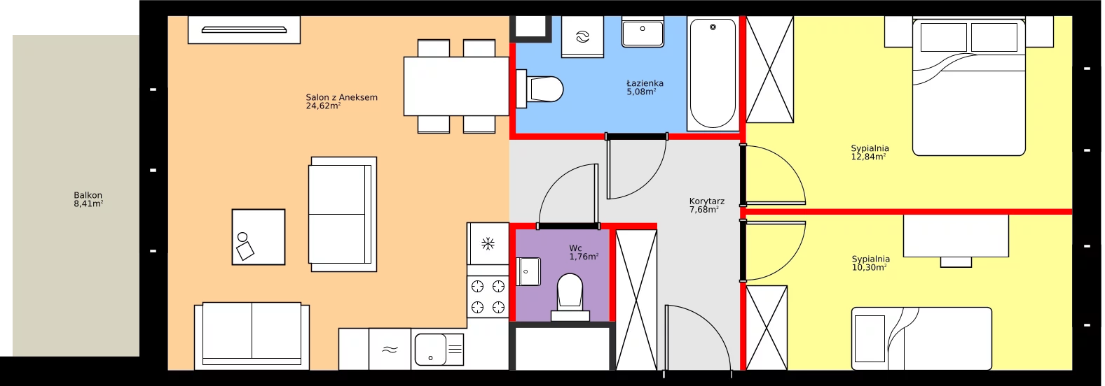 Zalety mieszkania 62.28 m², 36.E.4.12