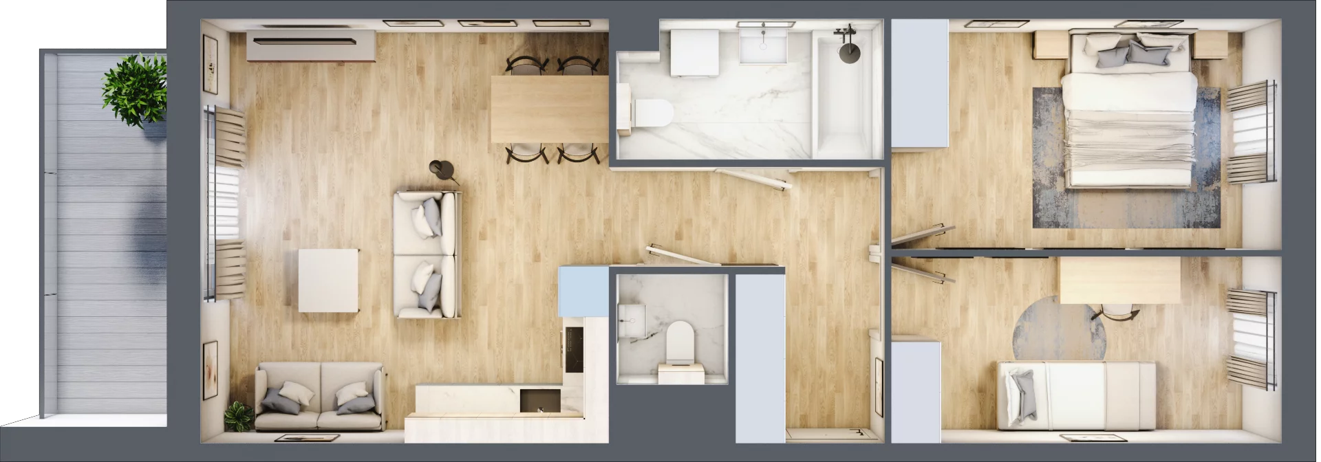 3 pokoje, mieszkanie 62,28 m², piętro 4, oferta nr 36.E.4.12, Nowa Dąbrowa, Gdynia, Dąbrowa, ul. Rdestowa