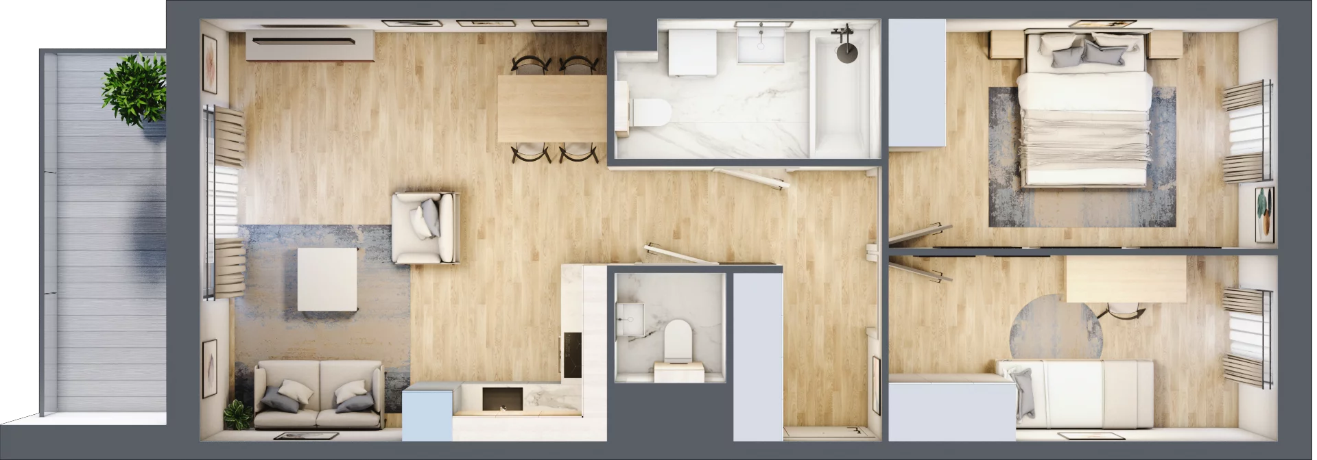 3 pokoje, mieszkanie 62,25 m², piętro 2, oferta nr 36.E.2.12, Nowa Dąbrowa, Gdynia, Dąbrowa, ul. Rdestowa