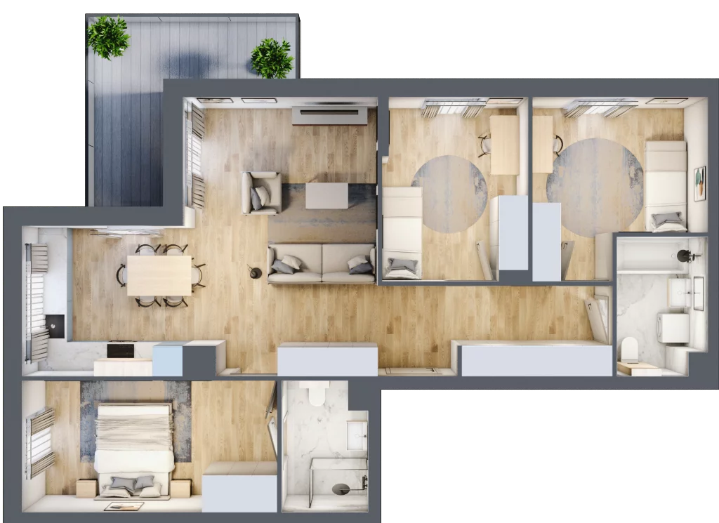 4 pokoje, mieszkanie 83,62 m², piętro 2, oferta nr 36.E.2.6, Nowa Dąbrowa, Gdynia, Dąbrowa, ul. Rdestowa